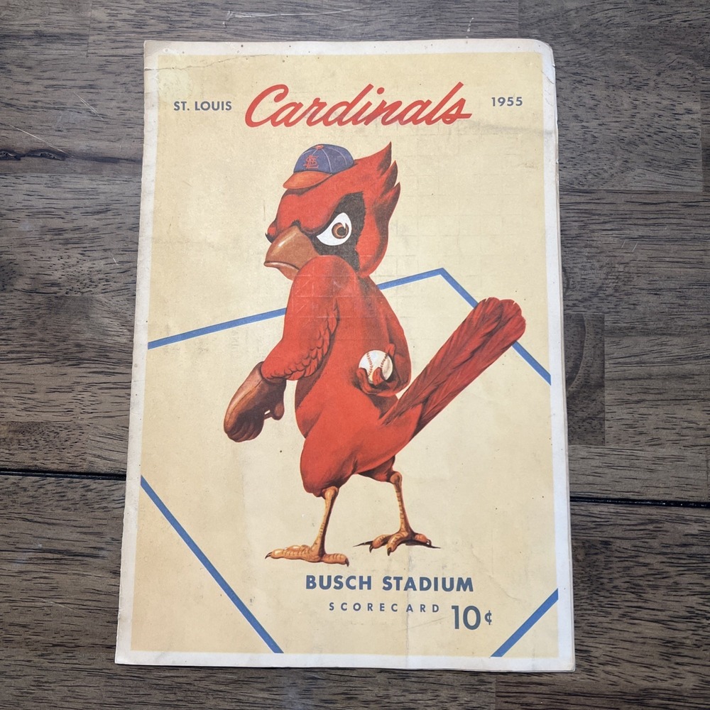 St. Louis Cardinals 1955 Vintage Scorecard vs Brooklyn Dodgers Busch Stadium